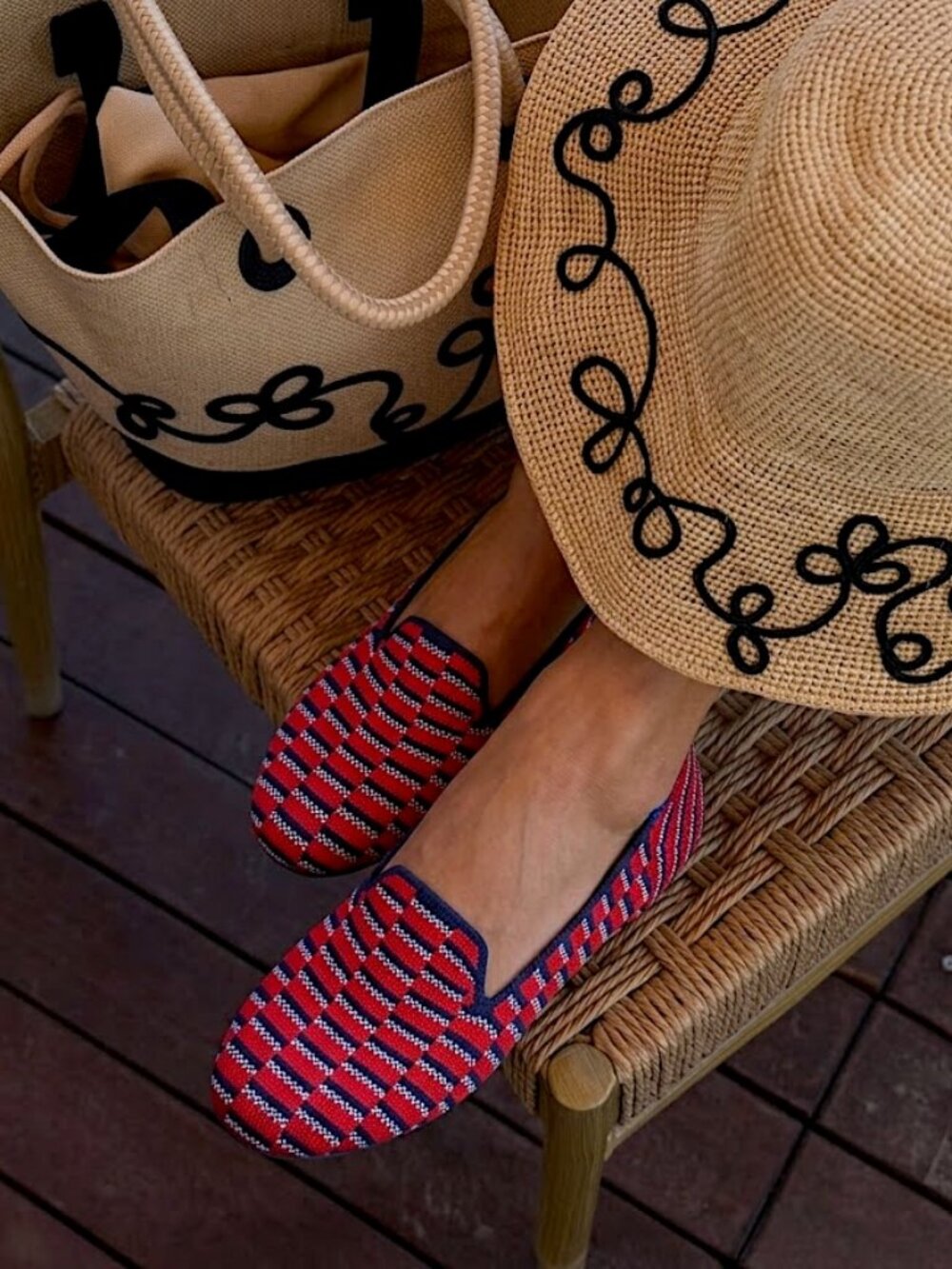 Rothy's The Loafer Cherry Red Mosaic Ballet Slip On Women's Flats Size 7.5